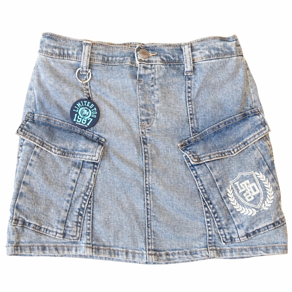 Limited Too Blue Denim Skirt with Embroidered Pockets